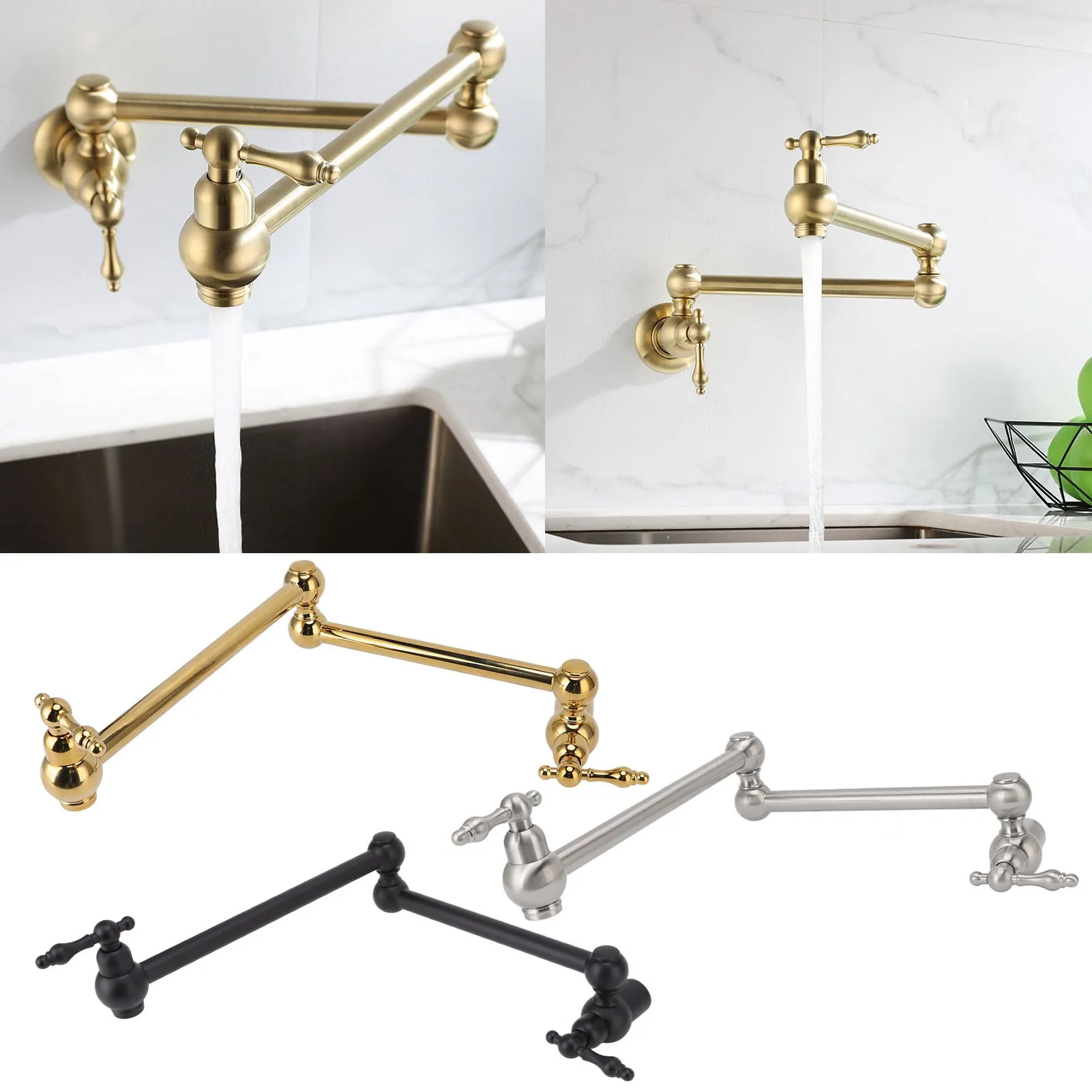 للطي لمط صنبور G1/2 الحائط صنبور المطبخ واحد الباردة 360 درجة الدورية بالوعة صنبور للطي النحاس مياه الحنفية #4