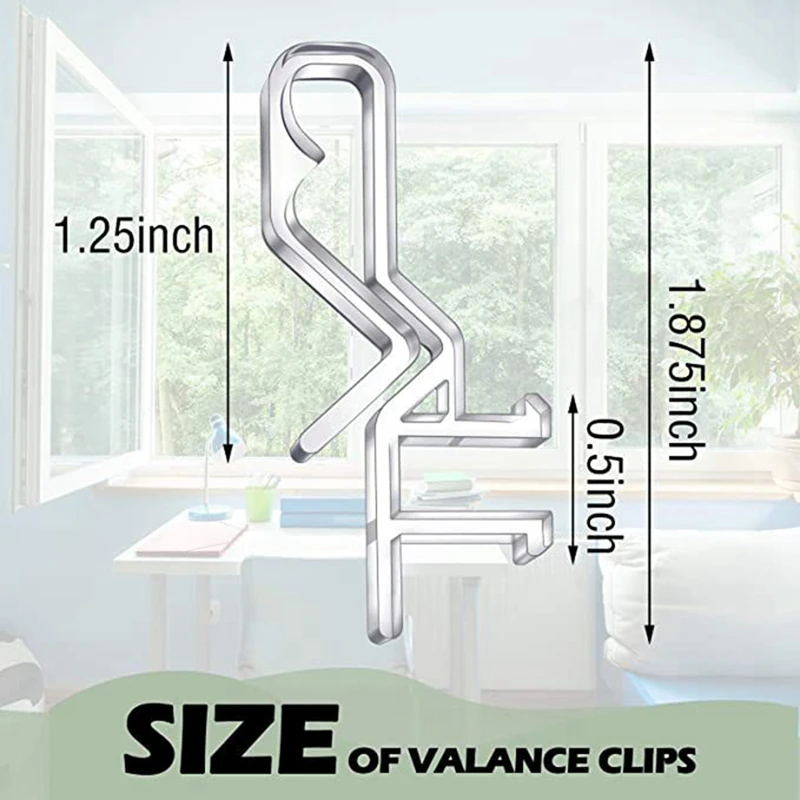 1-7/8 Inch Clear Plastic Valance Clips Clear Channel Valance Clips For The Valance With A Groove In The Back ( 24Pcs )