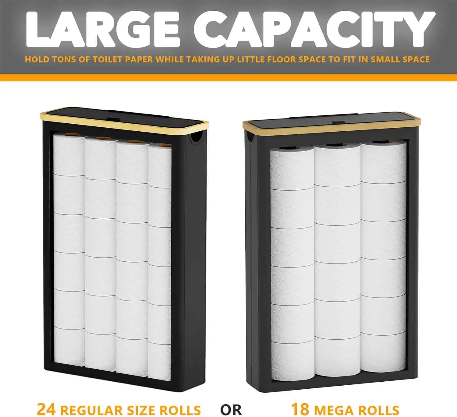 

Extra Large Toilet Paper Storage,Hold up to 24 Regular Rolls,Slim Toilet Paper Basket Holder Bin Container,Accessories Organizer