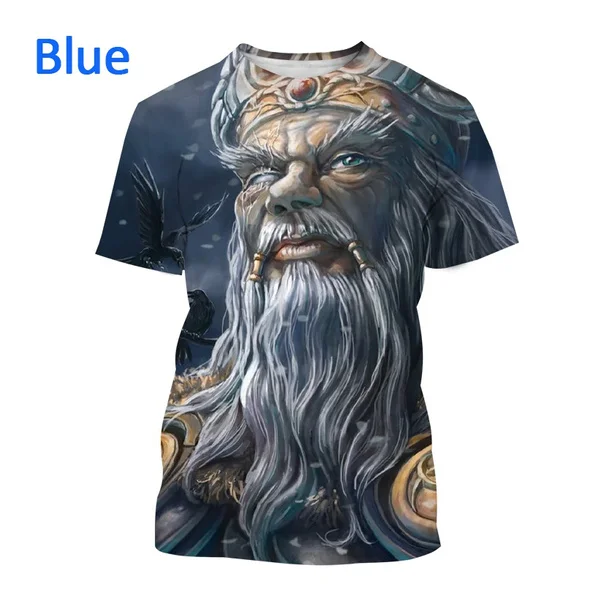 2023 Summer Fashion Viking Odin Men\'s 3D Printed T-shirt Harajuku Short Sleeve T-shirt Unisex Casual Top