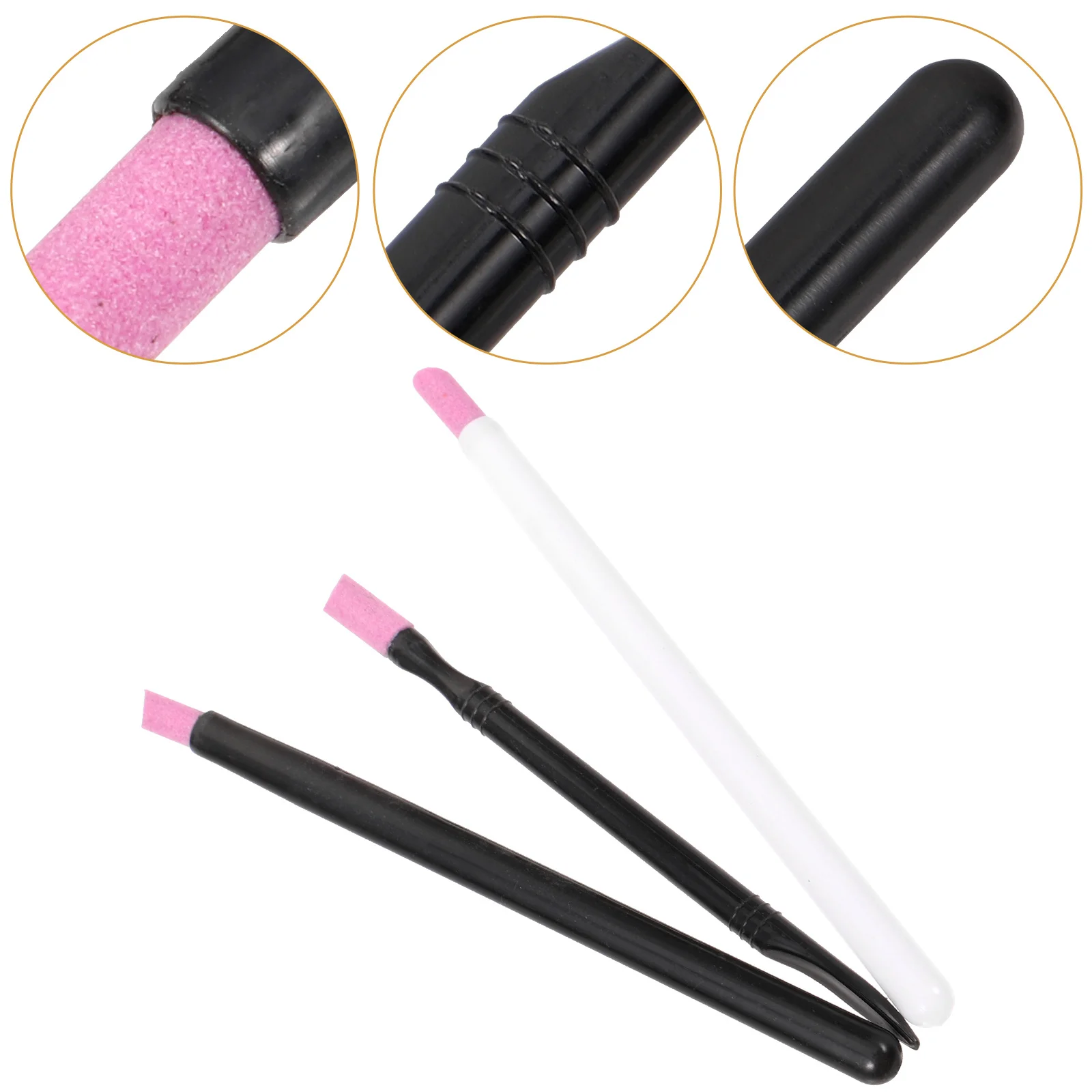 3 szt. Pióra Dwustronne z Kamieniem Pumeksowym do Usuwania Martwego Naskórka, Narzędzie do Manicure, Zestaw do Pielęgnacji Paznokci, Polerowanie Paznokci