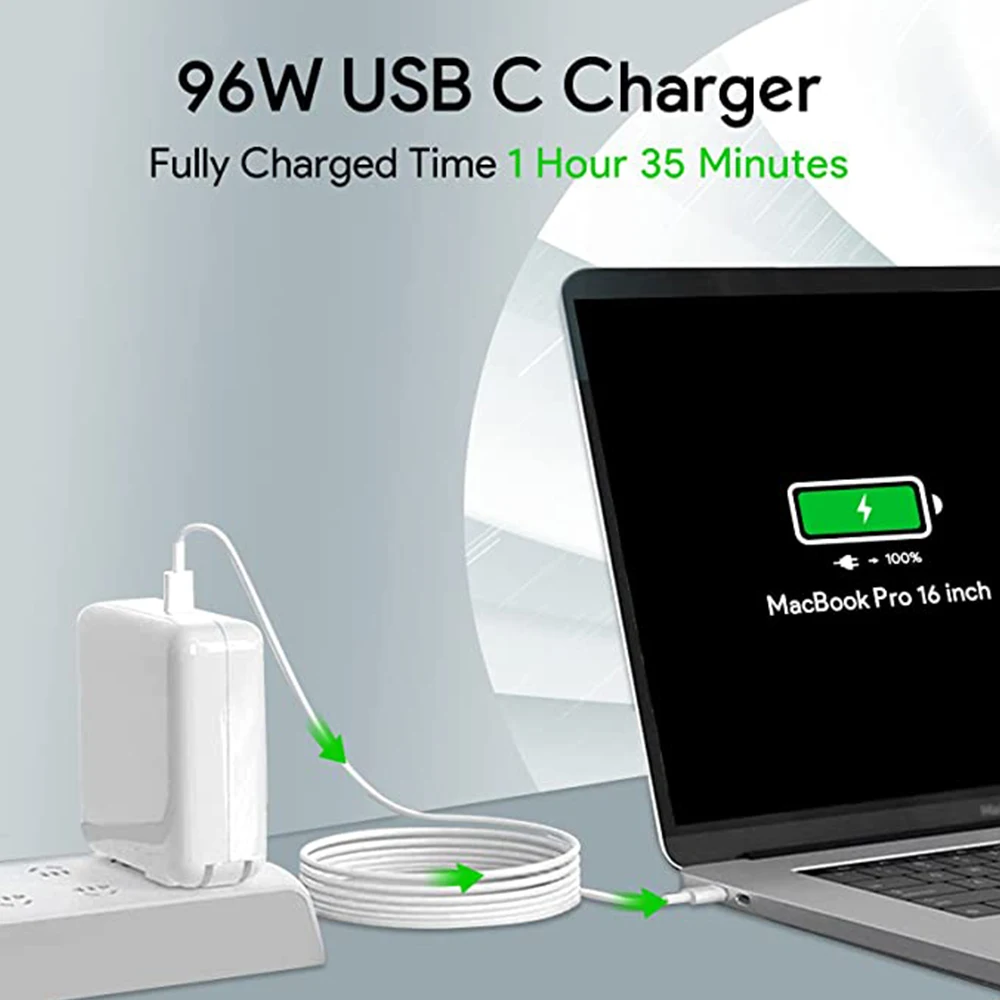 96W USB C fast charger power adapter compatible with the new MacBook Air 13