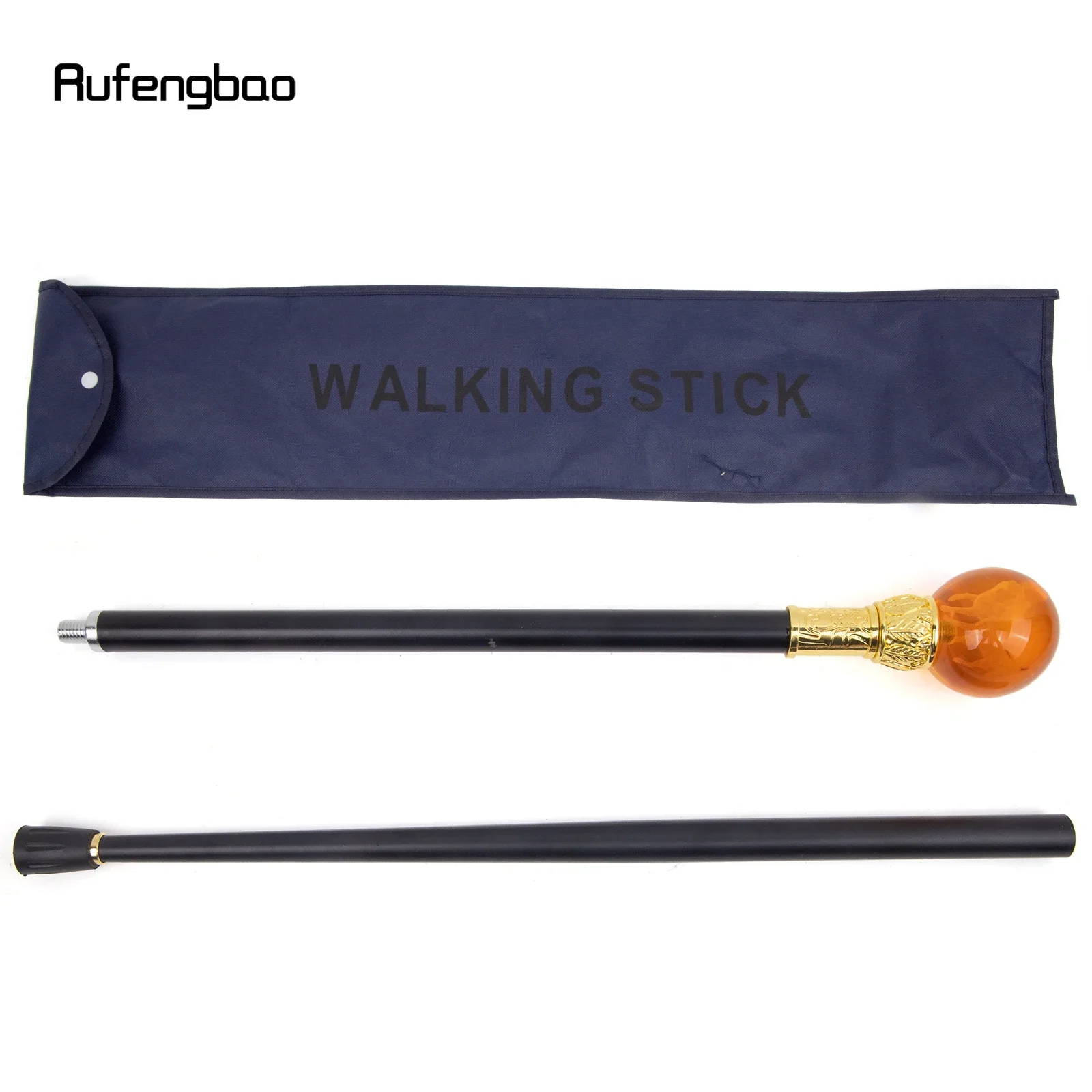 ไม้เท้าแก้วสีน้ำตาลลายหมาป่าสีทอง ไม้เท้าแฟชั่นตกแต่ง ไม้เท้าสุภาพบุรุษสุดหรู ไม้เท้าคอสเพลย์ ไม้เท้าทรงครอสเซียร์ 93 ซม.