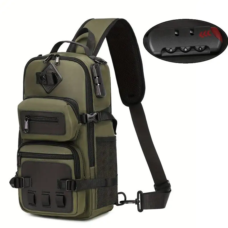 

Men's Chest Bag Anti-theft with Combination Lock Storage Kit Multifunctional Backpack Sports Hiking Climbing Cycling Rig Pouch
