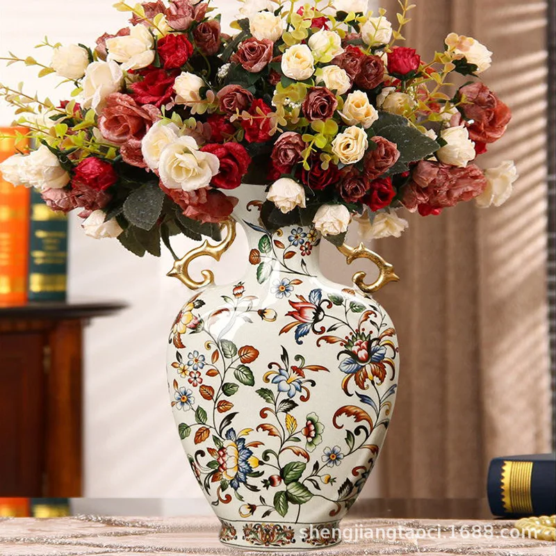 

Jingdezhen Ceramic European Vase Antique Crack Glaze Flower Arrangement Vase Living Room Bogujia Home Decoration Vase