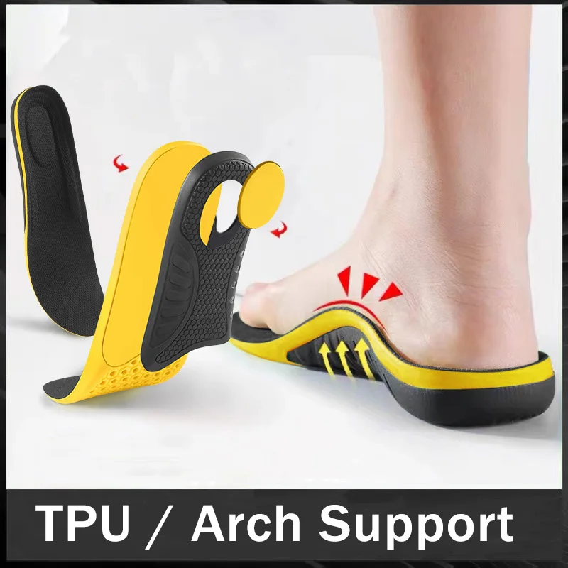 Semelles orthopédiques en TPU, inserts amortissants pour le soutien de la voûte plantaire, semelles de sport respirantes et coussinées pour la fasciite plantaire et les pieds plats