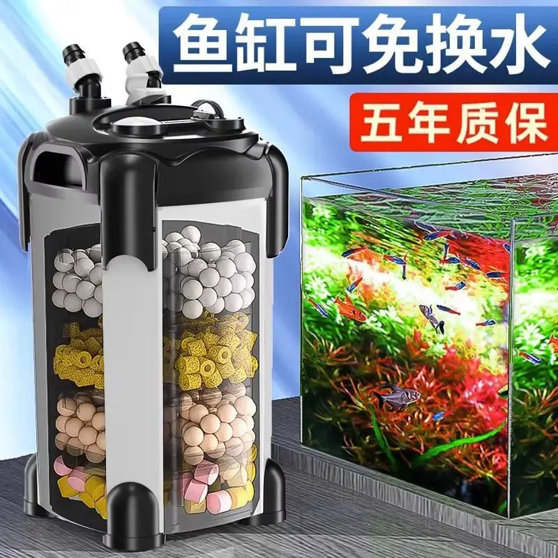 3-in-1 Silent External Aquarium Canister Filter, Automatic Purification Circulation System Complete Kit for Fish Tank