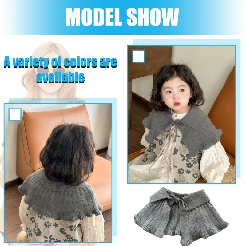 Otoño Invierno coreano bebé niñas cuello falso decorativo niños chal Color sólido solapa Casual tejido chal