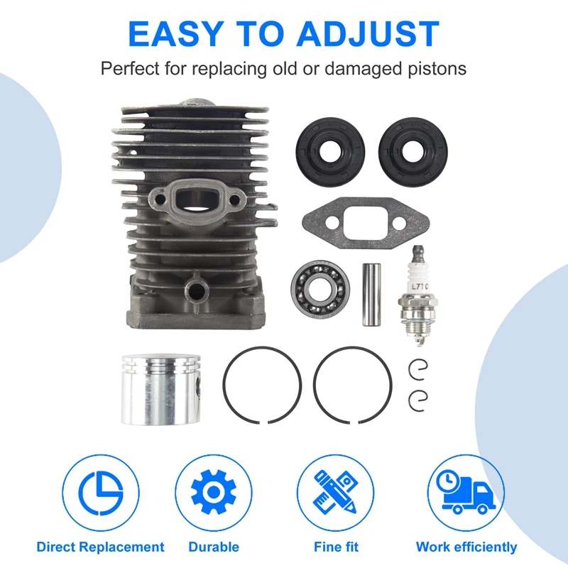 41.1Mm Chainsaw Cylinder And Gasket Piston Assy Spark Plug Grooved Ball Bearing Kit For Partner 350 Partner 351