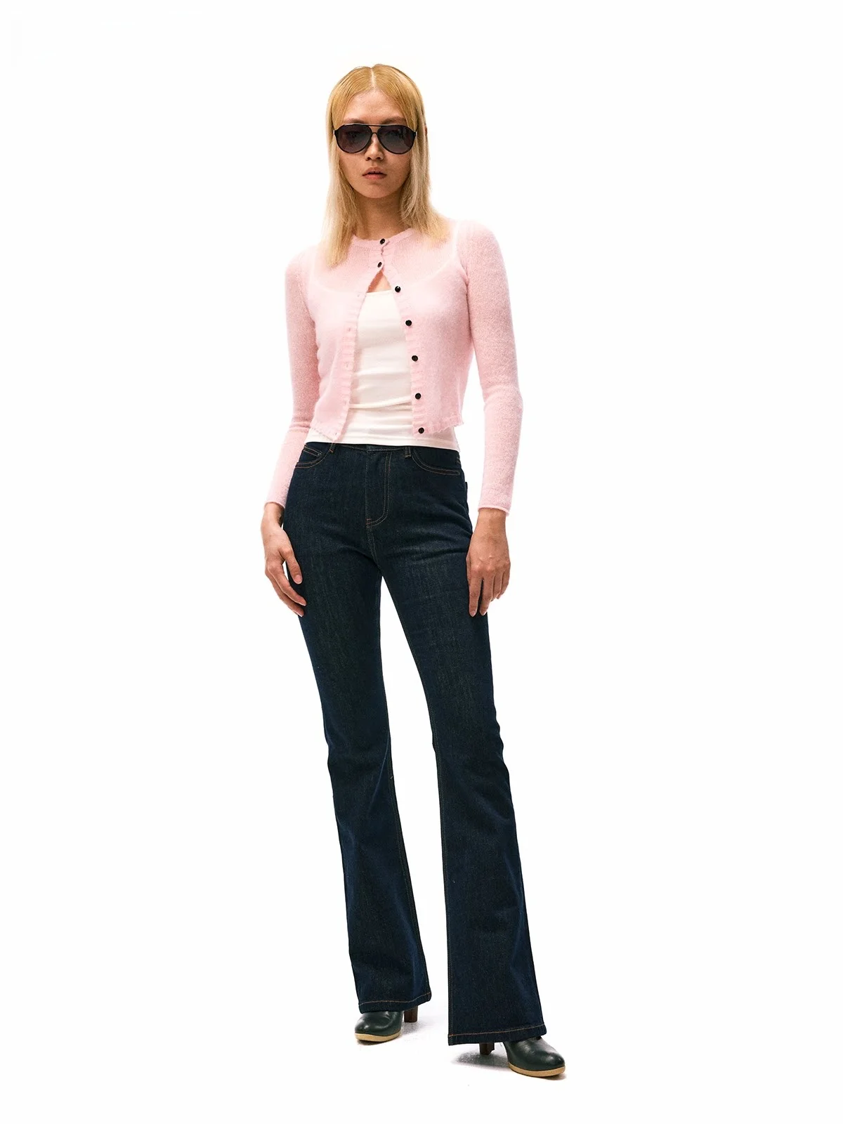 

Джинсы Slim Fit Micro Flared, высокоэластичные длинные штаны из хлопка со средней высокой талией, оригинальные джинсовые брюки яркого цвета контрастного цвета