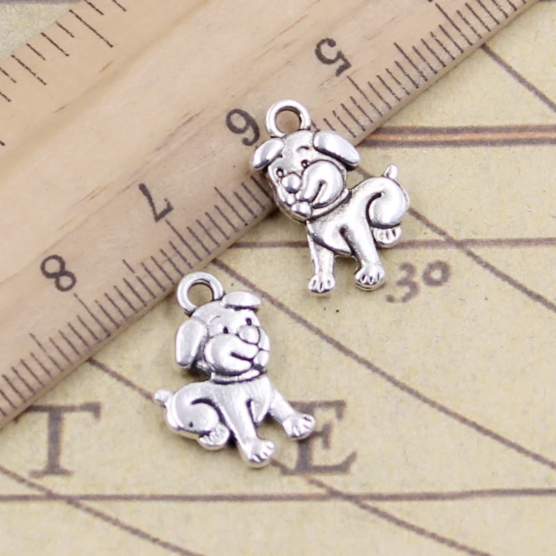 20 sztuk Charms dwustronna piękny pies 17x12mm tybetański srebrny kolor zawieszki antyczne tworzenia biżuterii DIY Handmade Craft — zdjęcie 2