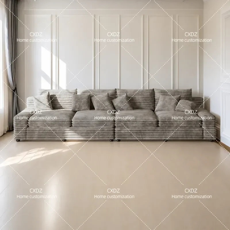 Large Oversized Plush Sofa Ultra Wide Deep Seat Soft Fabric Minimalist Lazy Style for Apartment Villa Home Cinema Living Room