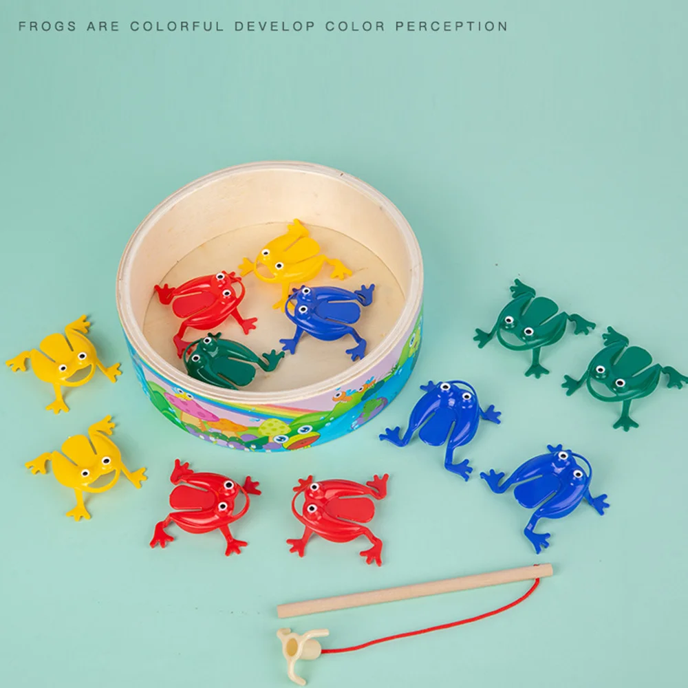 Pesca educativa per bambini per rane Giocattoli per bambini Giocattolo da gioco divertente magnetico in legno