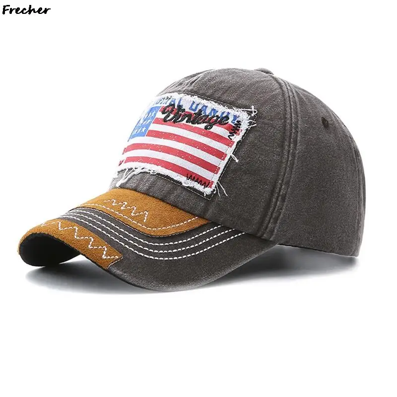 Unisex Flag Embroidery Golf Caps American Vintage Jeans Hats Washable Sports Cap Sewing Visors Hat Outdoor Comfortable Casquette