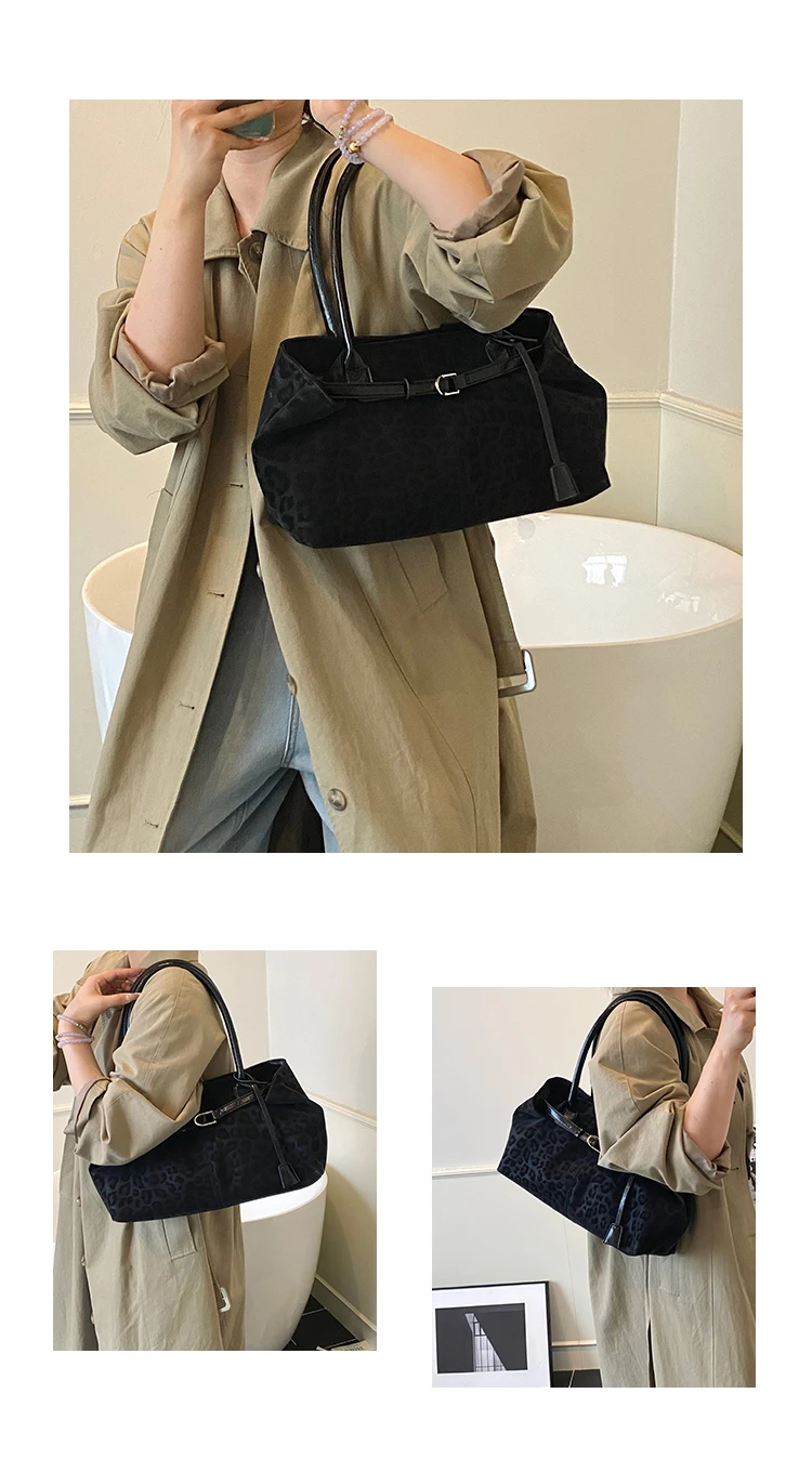 Leopard Print Sewing Thread Hasp Youth Sweet Shoulder Bags for Women 2026 Hot Sale Large Capacity Sense of Luxury Tote Bags