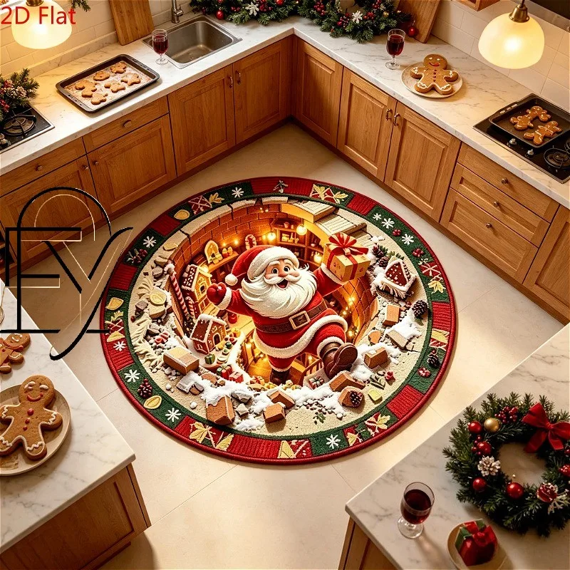 Flannel Area Carpet 2D Flat Printing Luxury Holly Wreath Blanket Soft Fluffy Cozy Golden Star Bedside Placement Mat