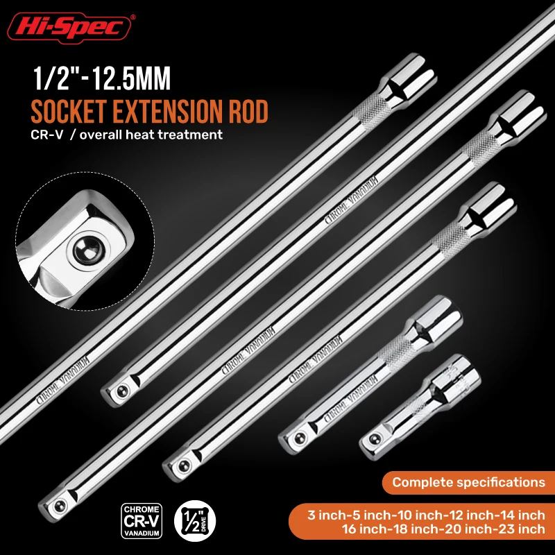 HI-SPEC 1 PC Socket Extension Bar 1/2" Drive With 50Mm 100Mm 150Mm Lengths For Ratchet Wrench Use Essential Hand Tool Set image 4