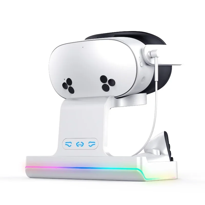 

For Meta Quest VR 3S Headset Controller Wireless Fast Charging Dock Base Type-C VR Charger Station with 2 Rechargeable Batteries