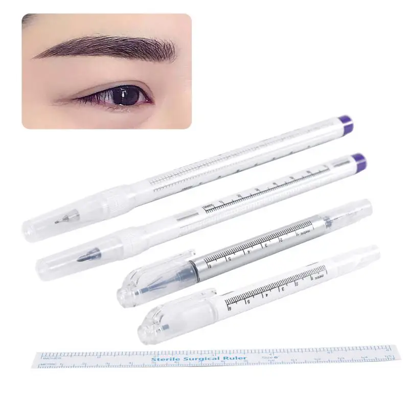 Permanent Eyebrow Skin Tattoo Marker Pen with Ruler Full Professional Makeup Tattoo Supplies Accessories Microblading