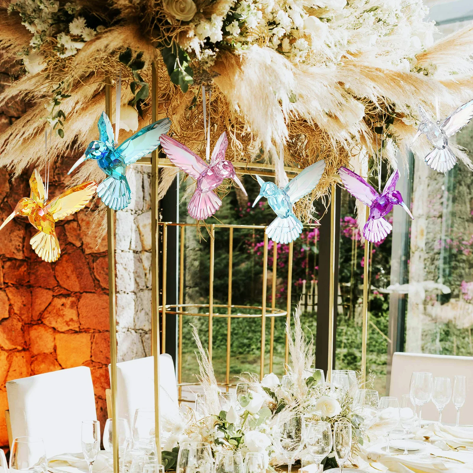 

6Pcs Hummingbird Acrylic Ornament for Hanging Ceiling Party Bedroom Living Room Decorations Hummingbird Ornament