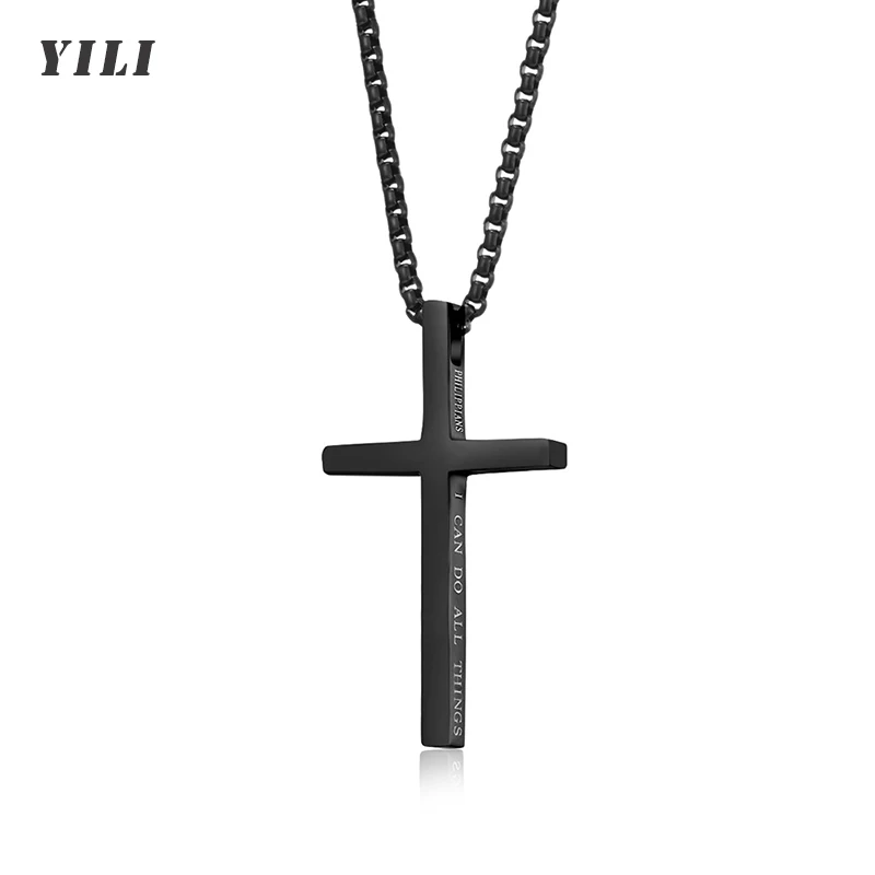 

Personalized Stainless Steel Necklace Custom Engraved Name Necklace for Men Women Cross Pendant Necklaces Jewelry Gifts