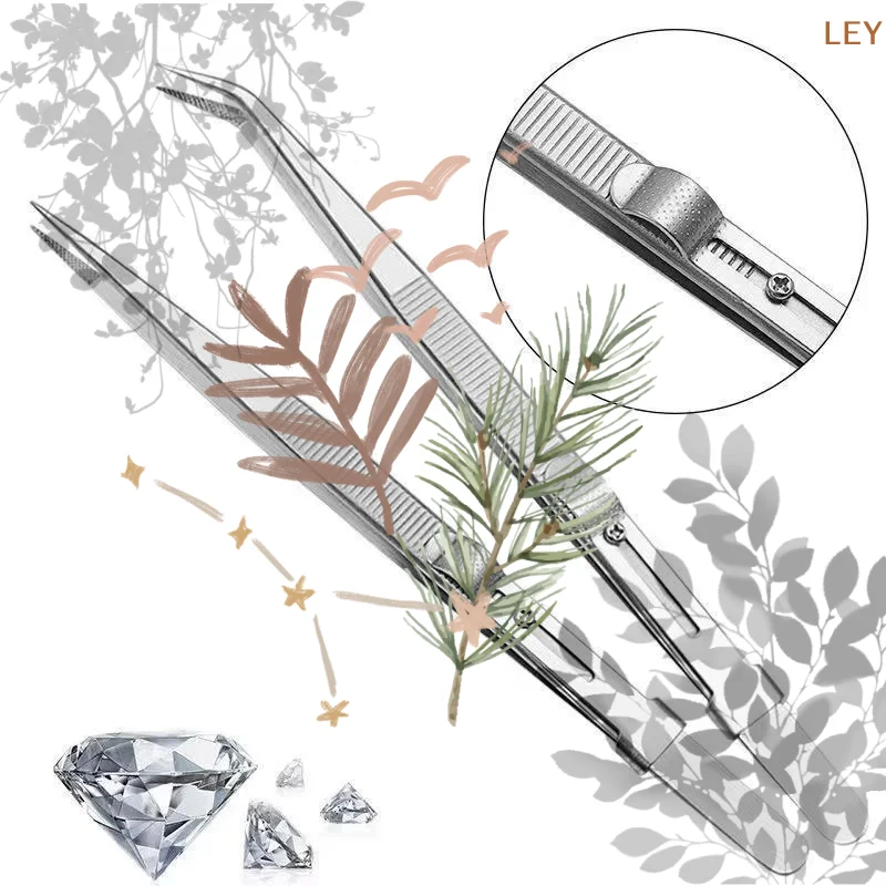 Tweezers Stainless Steel Fine Tipped Precision Tweezers Multipurpose Straight Curved Non-Slip Locking Tweezer For Jewelry