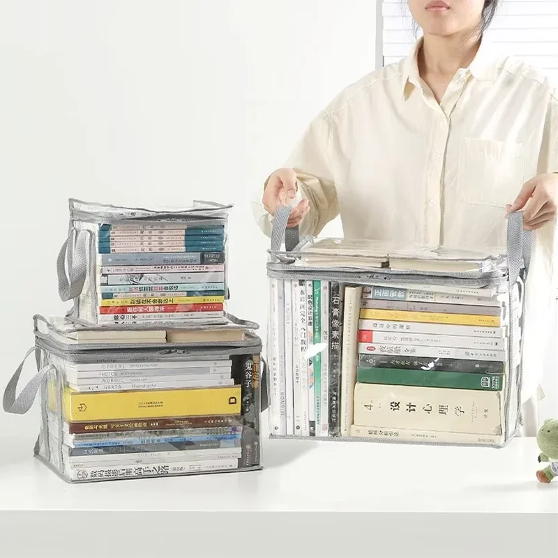 Foldable book box student dormitory classroom book organizer transparent waterproof household book organizing storage box