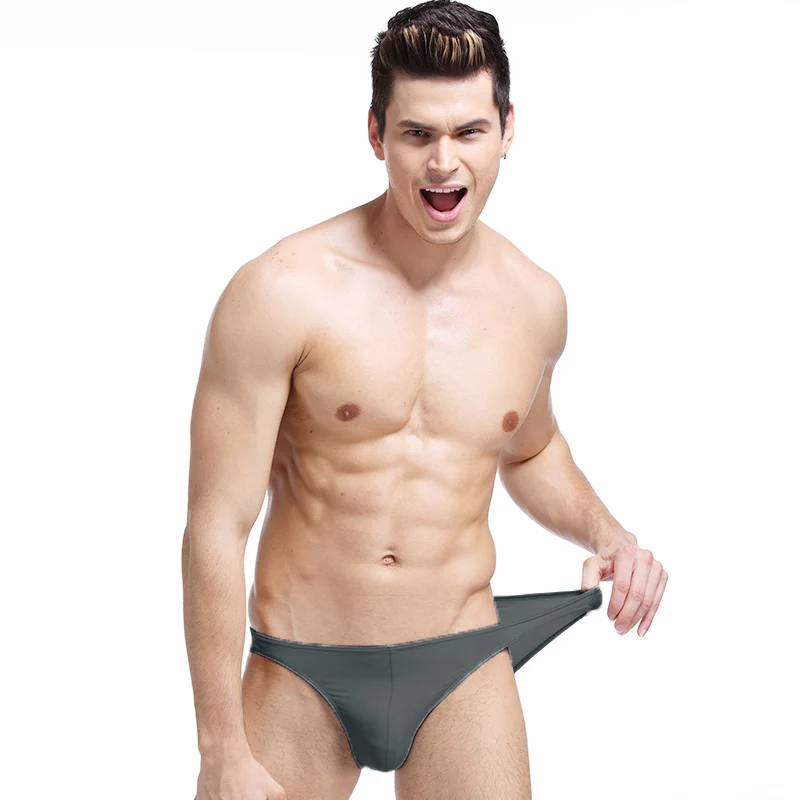 3pc Summer narrow edge men sports breathable ice silk underpants thin sexy low waist tight seamless small triangle pants