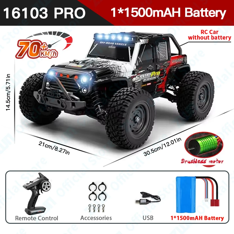 ZWN 1:16 70 km/u of 50 km/u 4WD RC auto met LED-afstandsbediening auto's hoge snelheid Drift Monster Truck voor kinderen vs Wltoys 144001   Speelgoed
