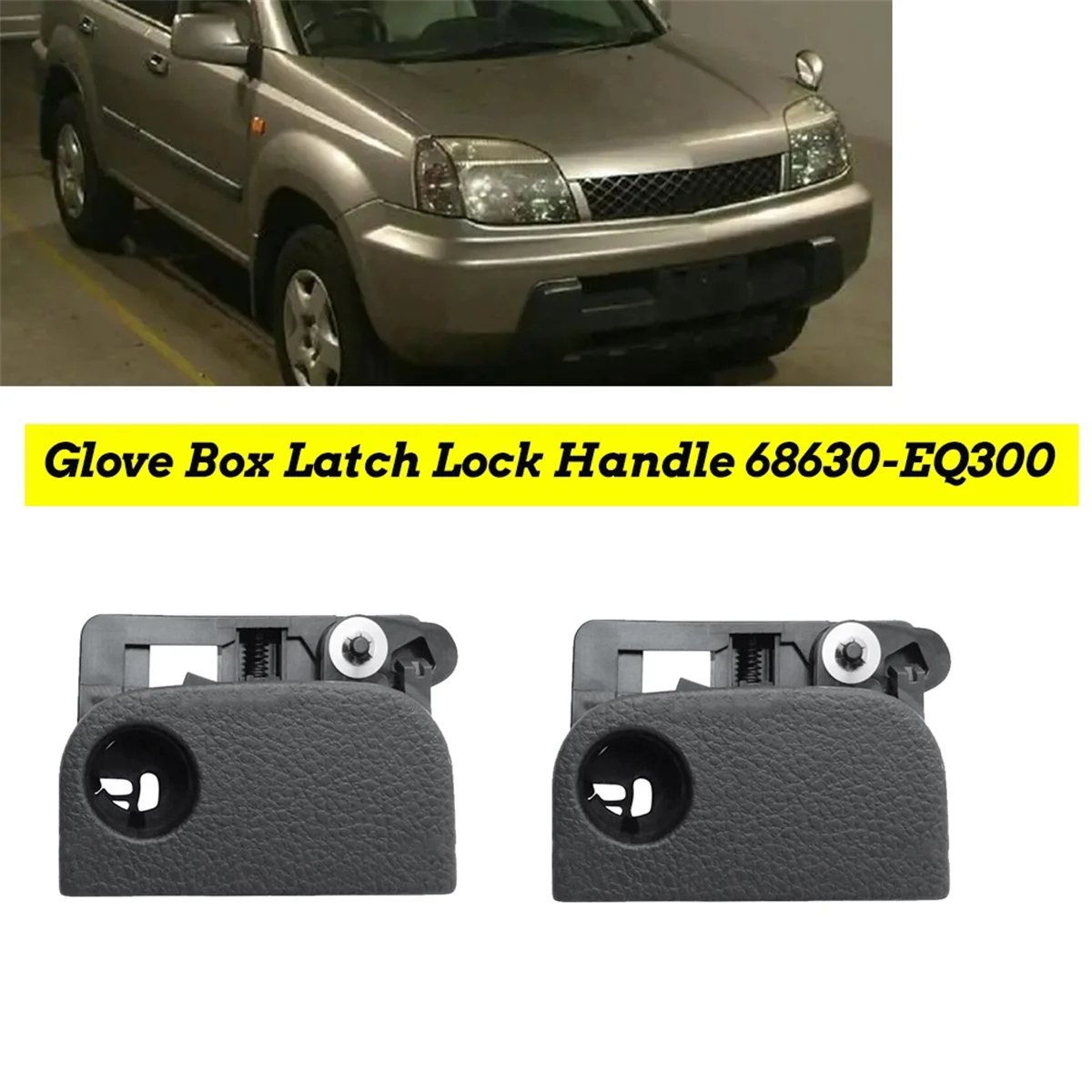 2PCS Car Glove Box Latch Lock Handle 68630-EQ300 for Nissan X-Trail T30 2001-2006 Grocery Box Lock Lid Assy 68630EQ300