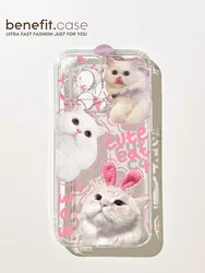 Cute Kitten Phone Case for iPhone 15 14 13 12 11 Pro Max XR XS X 7 8 Plus Mini SE Clear Cat Mobile Case