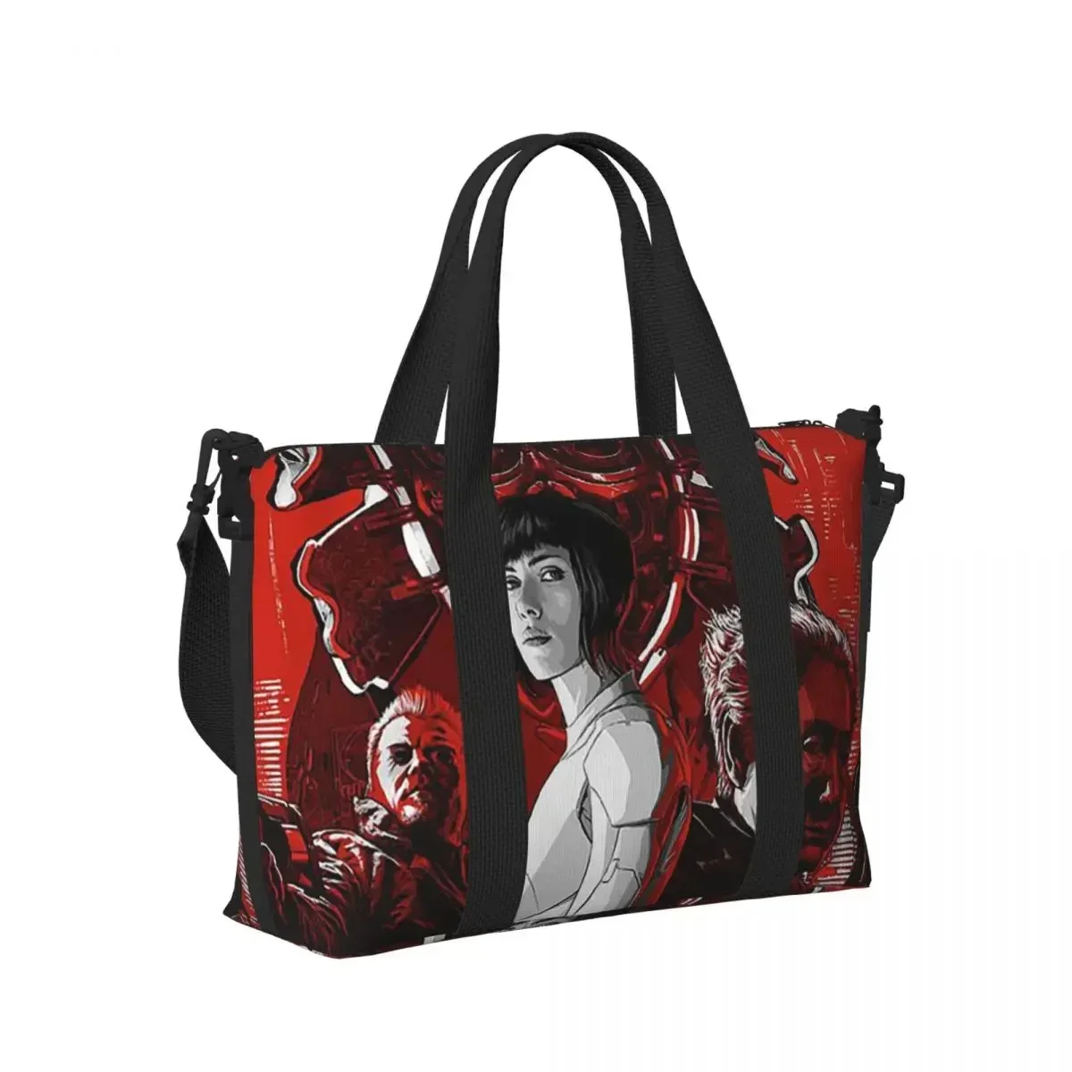 Ghost In The Shell Beach Travel Bag Large Capacity Tote Bags for Gym Yoga Women Shopping Duffle Shoulder Bag