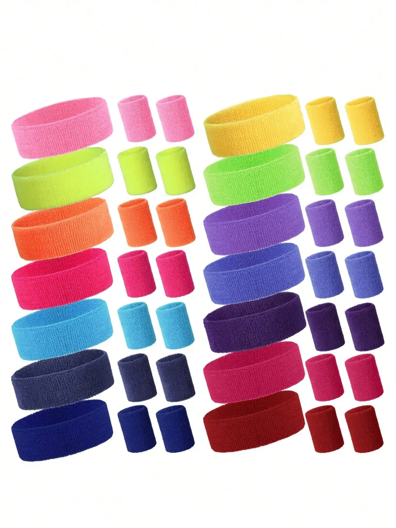 Solid Sweat Wicking Headbands Wristbands Set Elastic  Soft  Sweatbands for Running Basketball Tennis Gym Men Women Fitness Gear