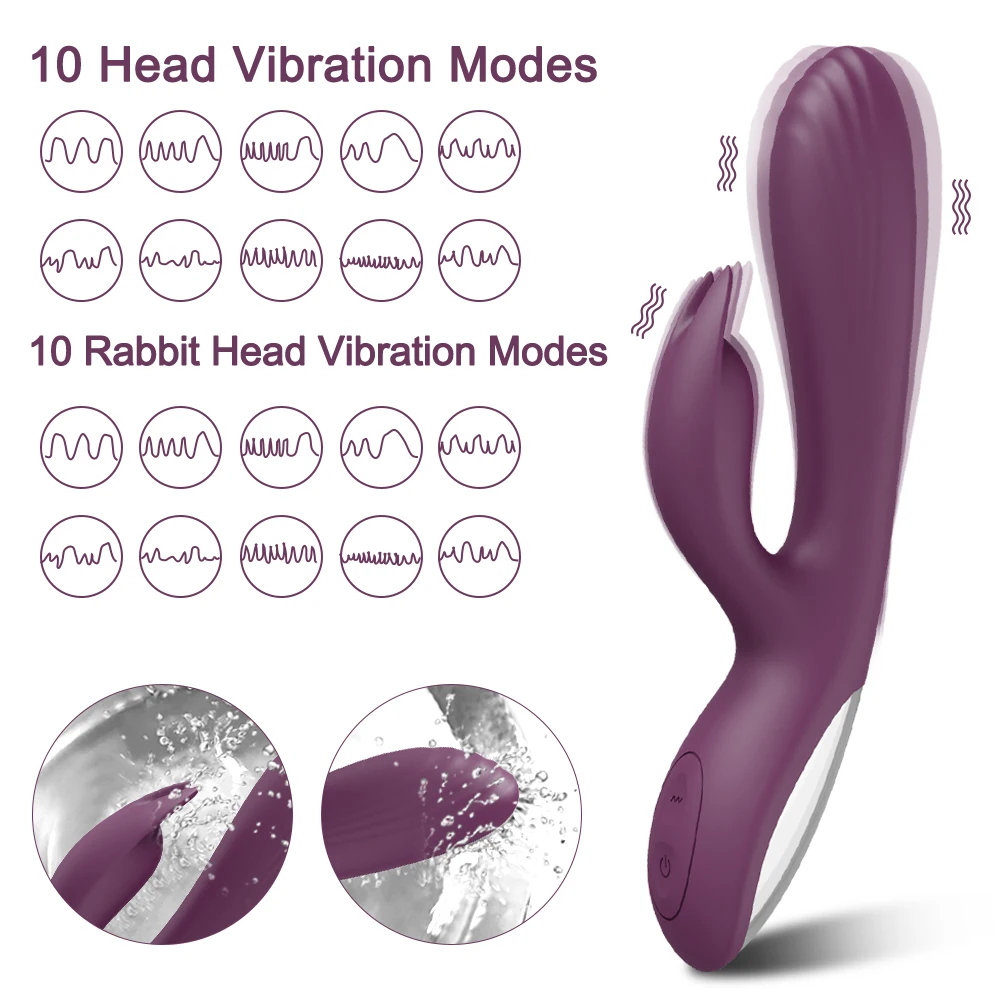 Powerful G Spot Rabbit Vibrator for Women Nipple Clitoris Stimulator Massager Dual Motors Dildo Adult Goods Sex Toys for Female