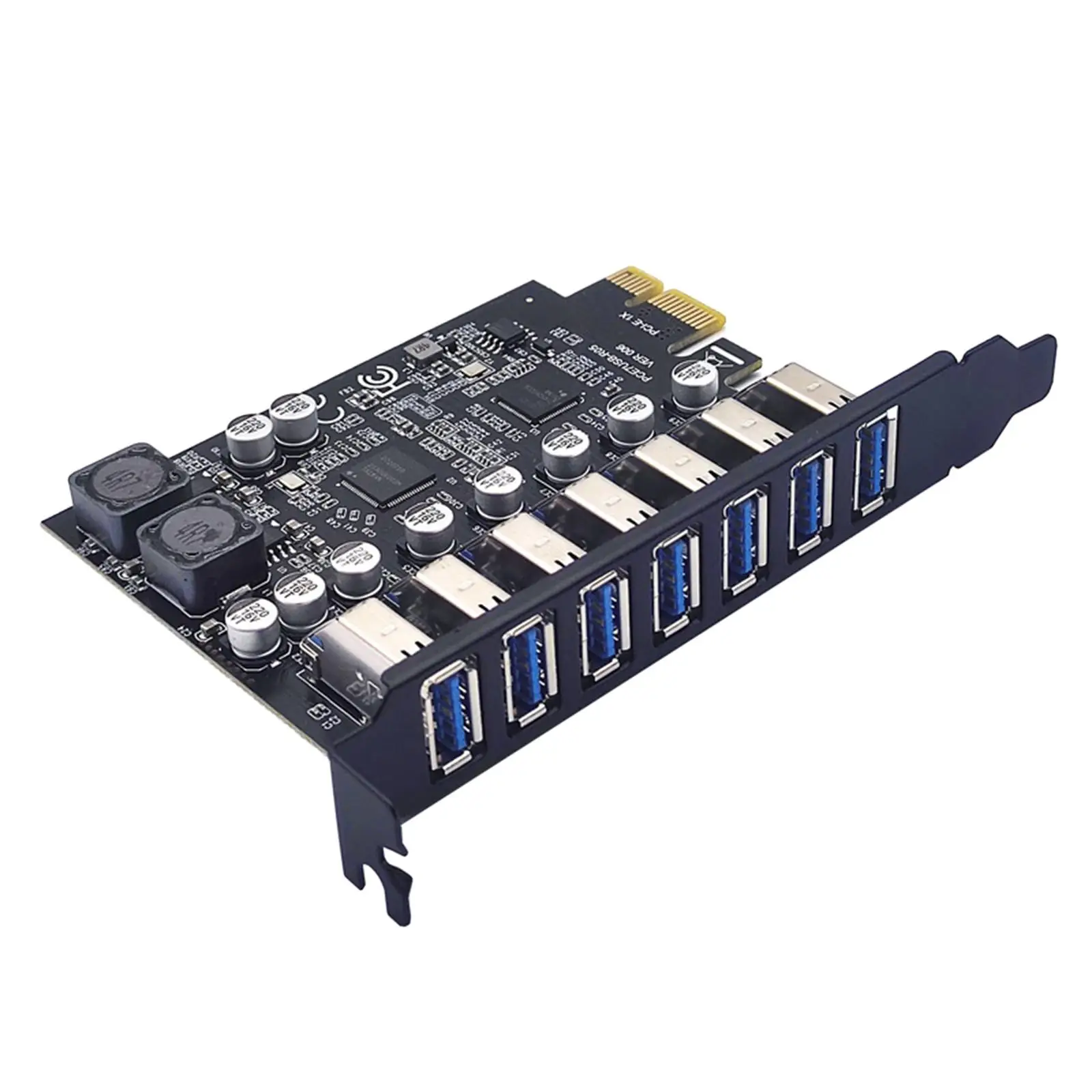 PCIe 7 Ports USB 3.0 Expansion Card Pci-E 1x Hub Third Generation Master