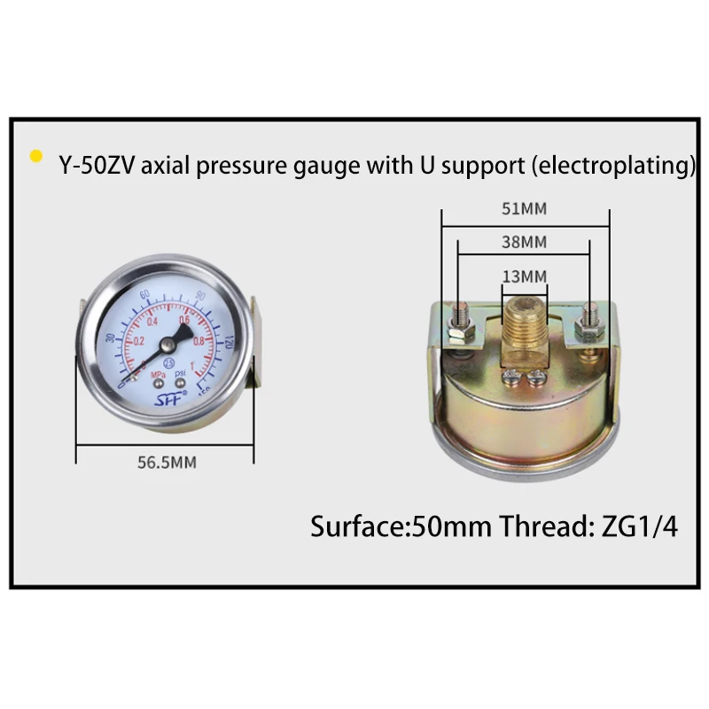 Pneumatisches Luftdruck-Y-40 50 60ZU Axial-SFF-Manometer mit Halterungsmontage – Detail 10