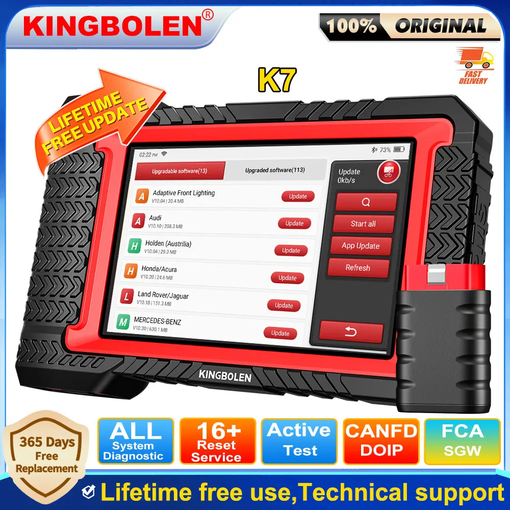 Lifetime free upgrade KINGBOLEN K7 Full System Diagnostic Tool Auto OBD2 Scanner 31 Resets CANFD ECU Coding pk Thinkscan Max 2