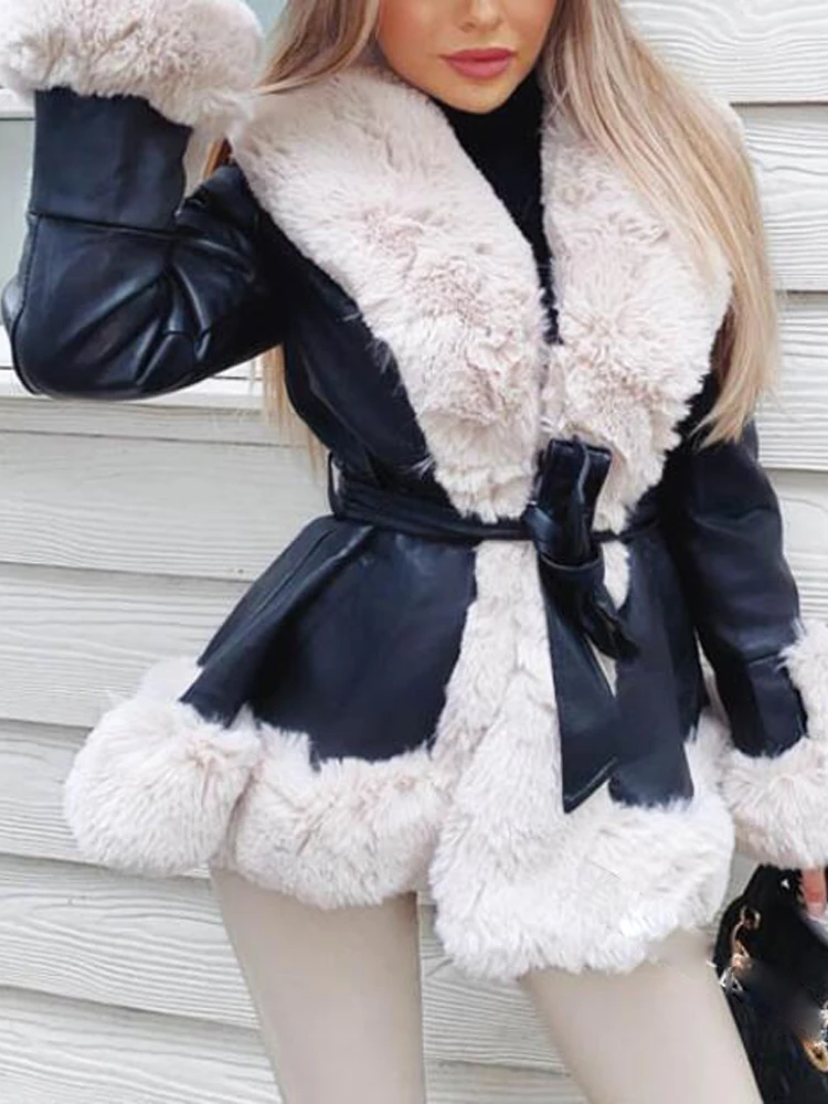 InLike-Women\'s Fake Rabbit Faux Coat, Thick Pullover, Long Sleeve, Casual Elegant Coat, New Outerwear, Autumn, Winter, Hot Sale