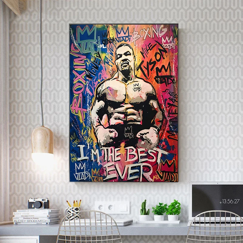 Graffiti Street Mike Tyson Boxing Legend Pop Art Posters and Print Abstract Boxer Canvas Painting Wall Picture Room Home Decor