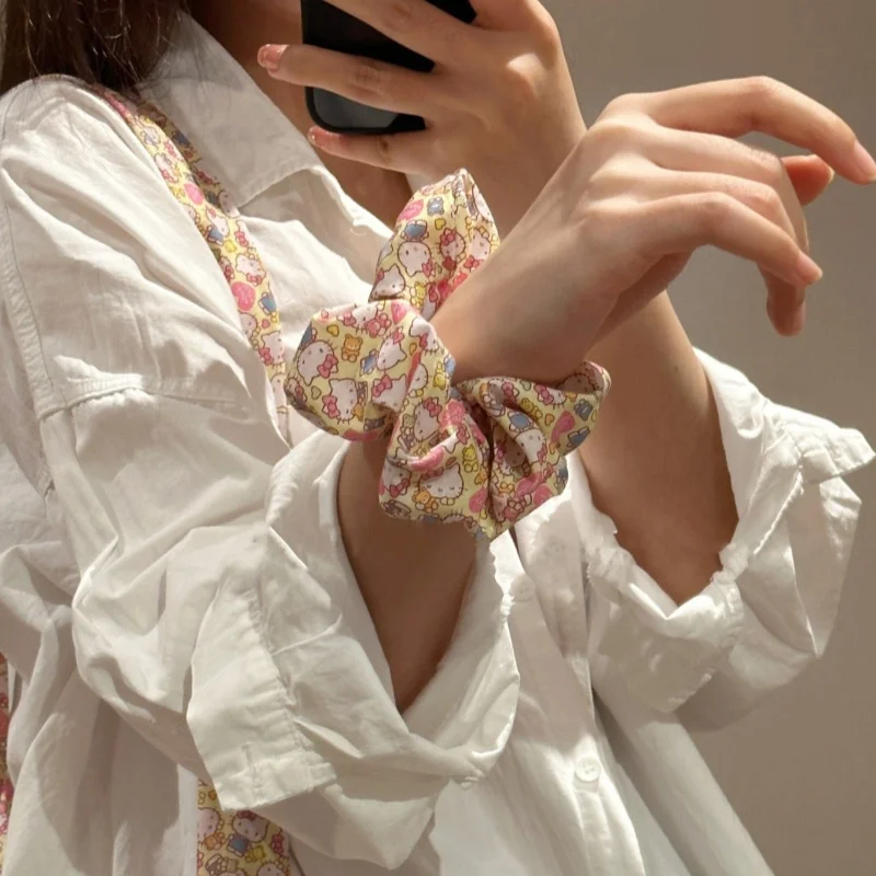 Sanrio Hello Kitty Hair Rope Cute Anime Cartoon KT Cat Girls Hair Band Rubber Band Fashion Hair Accessories Holiday Gifts