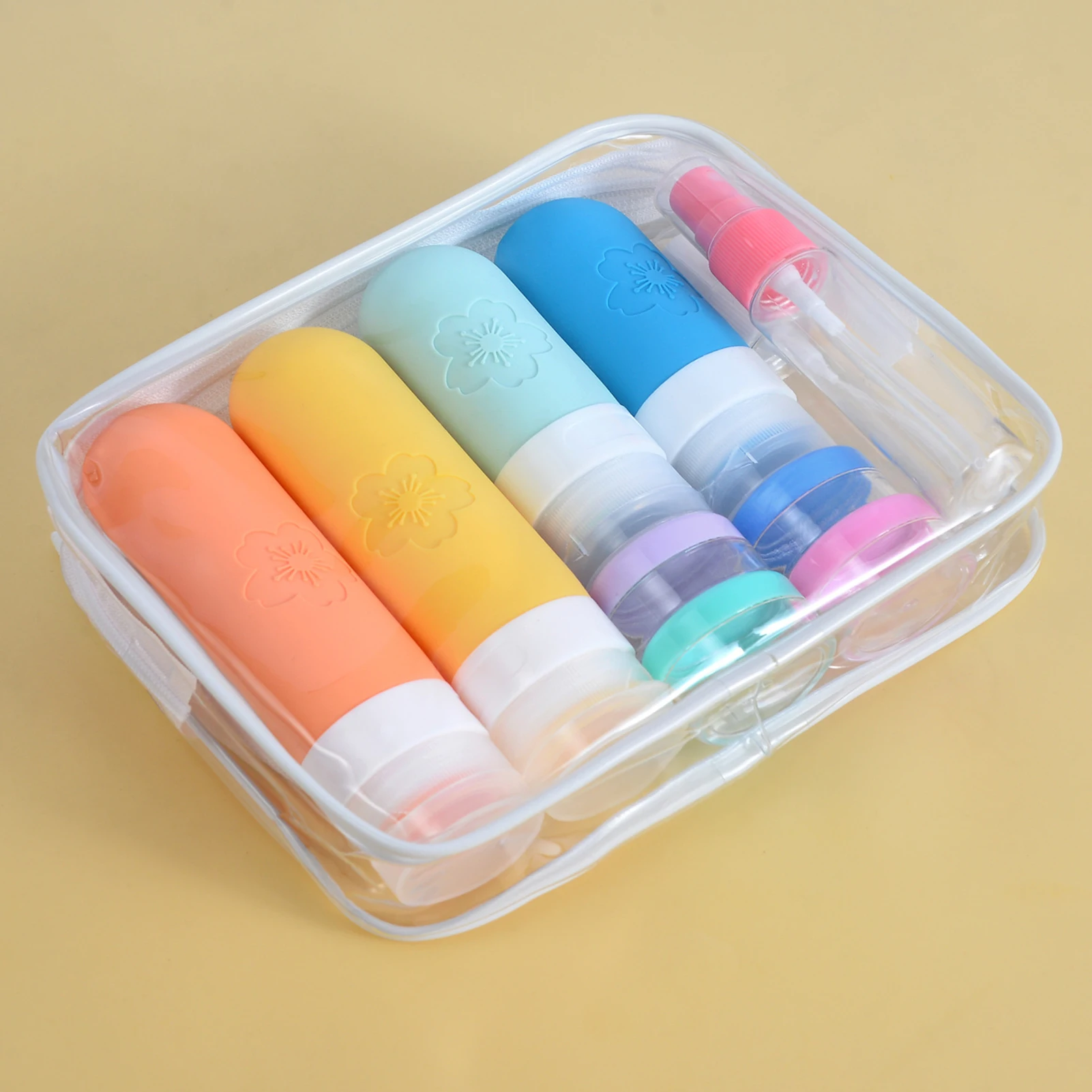 17 Pack Silicone Travel Bottles Set Leakproof Portable Containers Shampoo Lotion Travel Toiletries Practical Refill Bottle Set