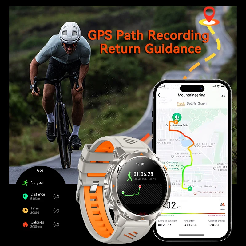 T-REX الترا الرياضة ساعة ذكية الرجال العسكرية في الهواء الطلق لتحديد المواقع SmartWatch 1.46 "AMOLED 3ATM مقاوم للماء البوصلة بلوتوث دعوة ل Xiaomi
