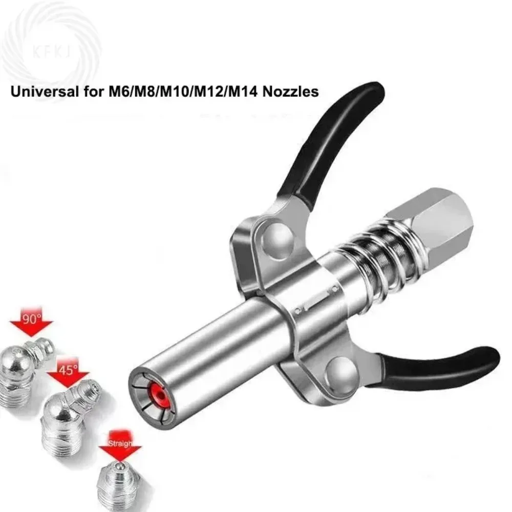 

1Pcs NPTI/8 10000 PSI Two Press Easy To Push Accessories Grease Coupler Heavy-Duty Lock Clamp Type Oil Nozzle Grease Gun Coupler