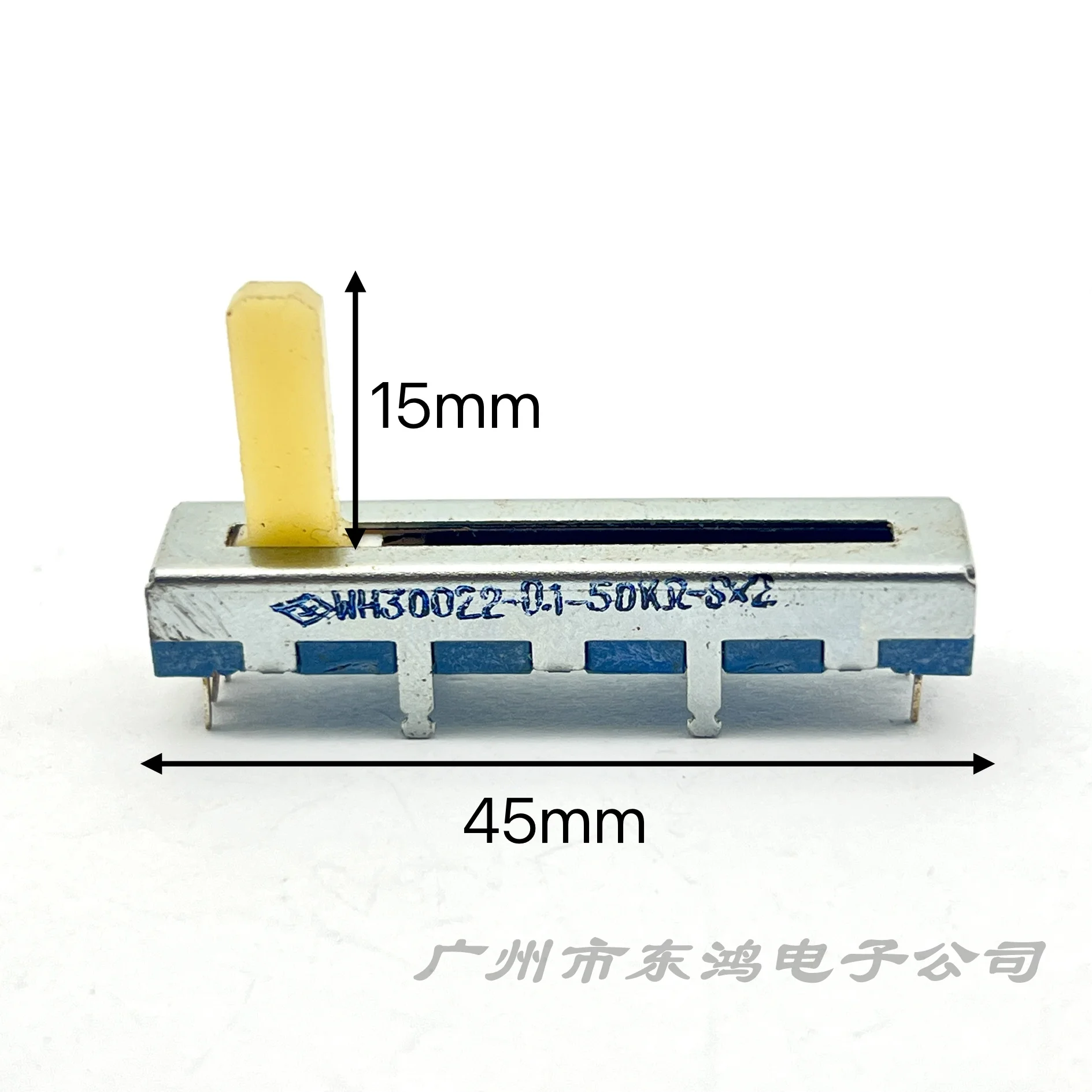 2 pcs high-quality imported 45mm linear potentiometer for tape recorders WH30022-0,1-50KX2 shaft length 5mm
