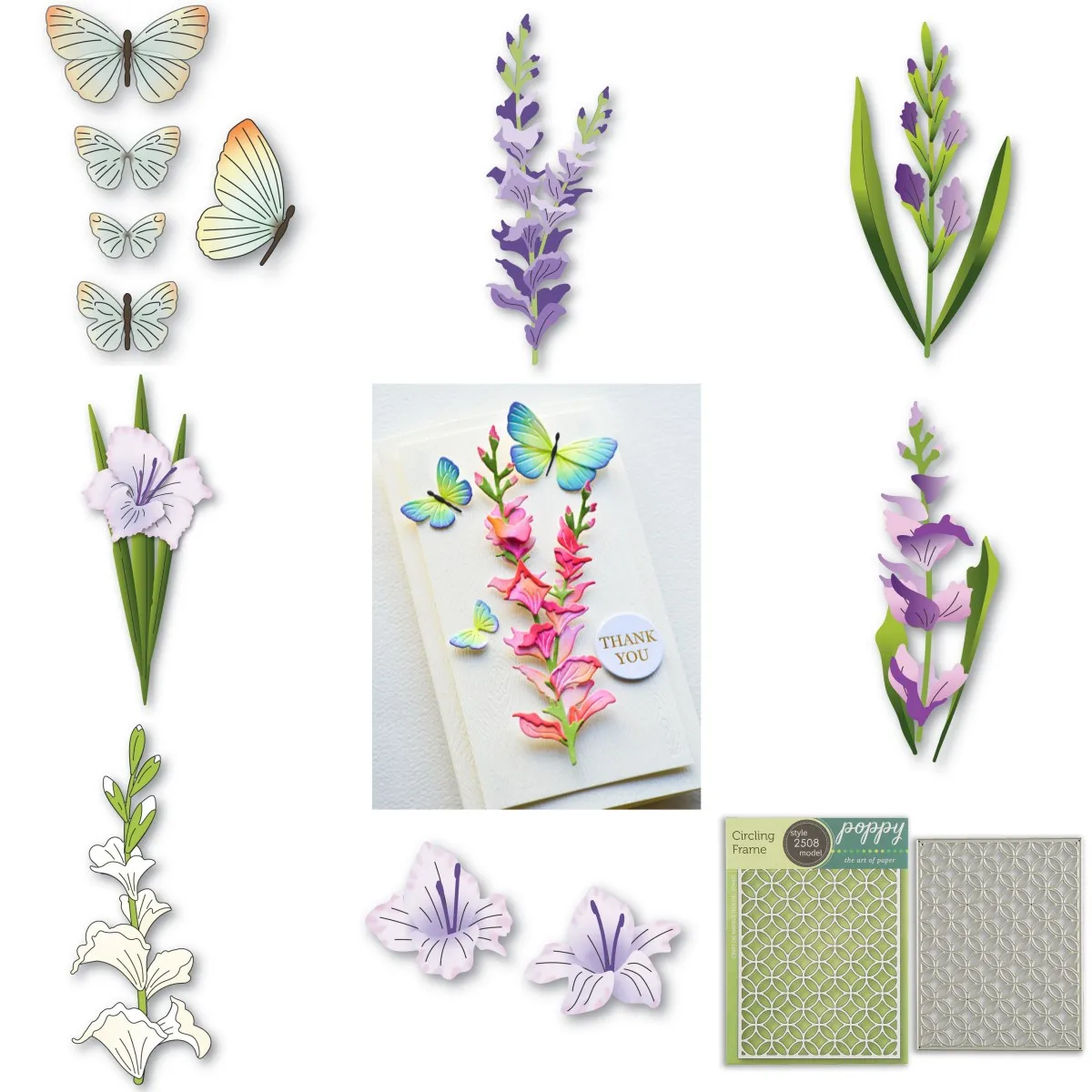 

Spring Gladiola Butterfly Metal Cutting Dies for DIY Scrapbooking Supplies Paper Craft Handmade Make Card Embossing Template New