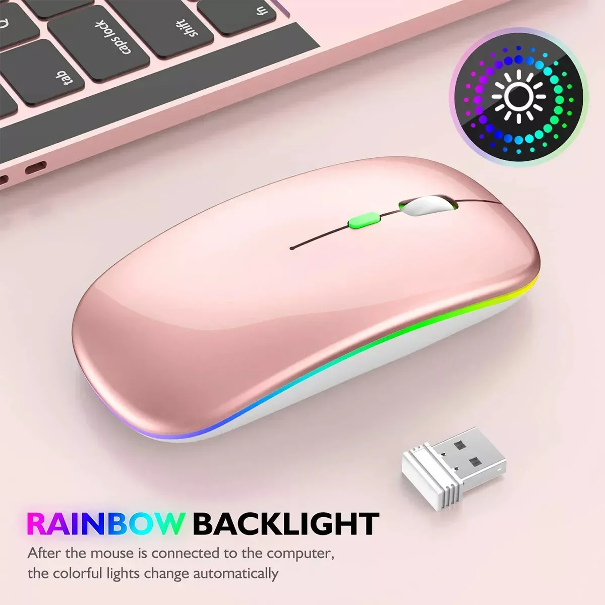 Ratón inalámbrico recargable compatible con Bluetooth 2,4 GHz modos duales ratón de ordenador con Nano receptor para PC portátil Macbook