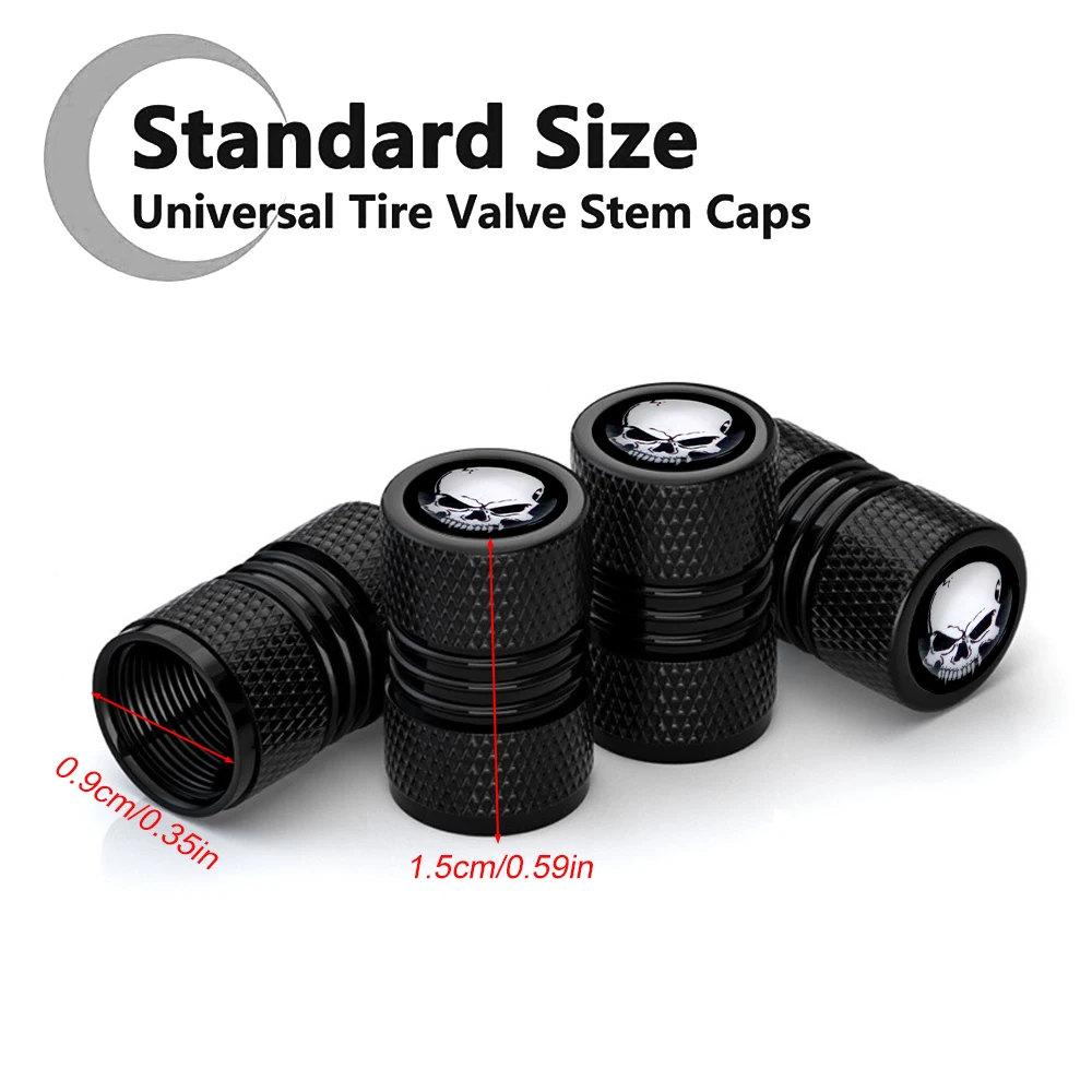 Aluminum Tire Valve Caps, With Rubber Ring, Dust Proof Cover Universal fit for Cars, SUVs, Bike and Bicycle, Trucks, Motorcycles