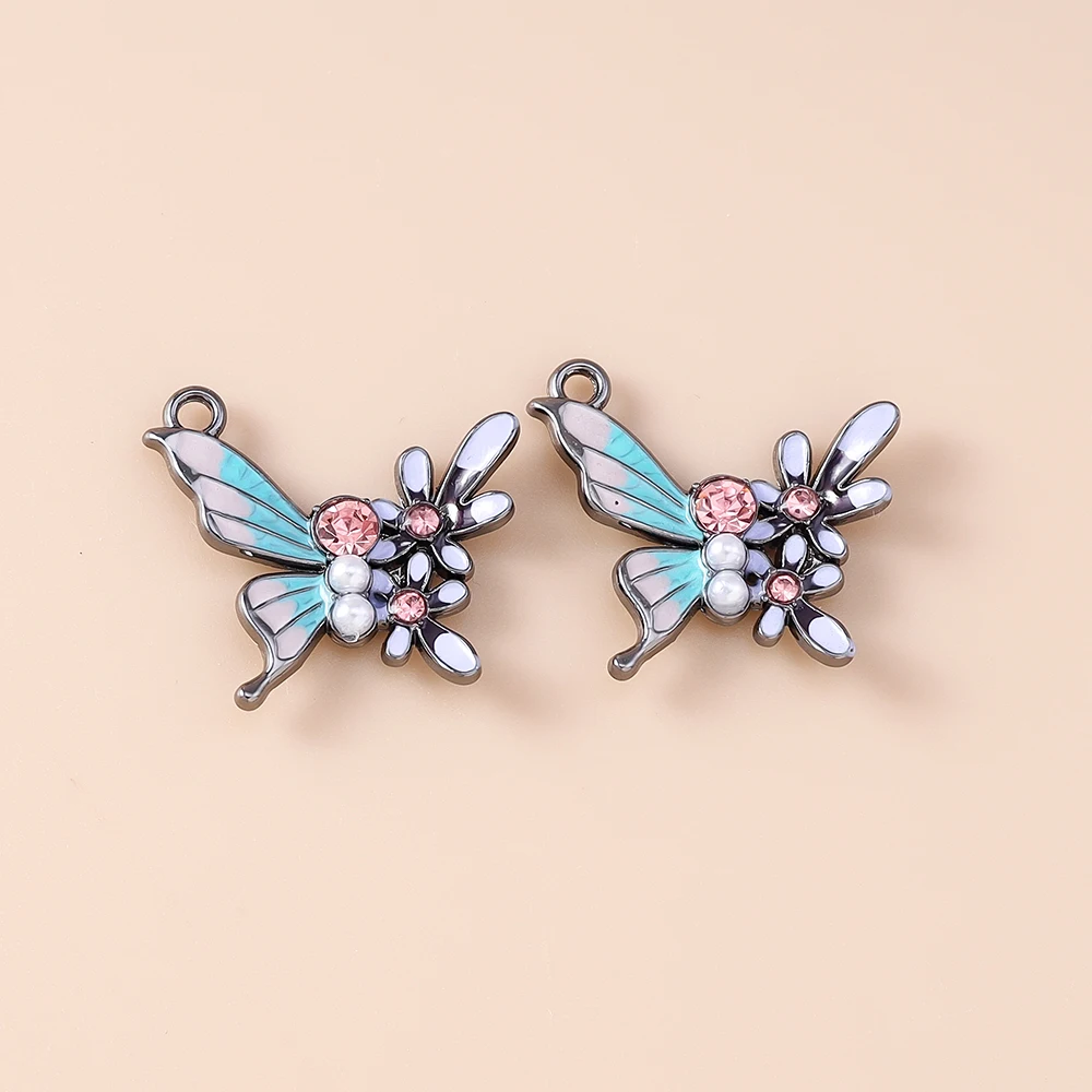 Leslie 5 Stück exquisite Charms, wunderschöne florale Schmetterlingsanhänger für Ohrringe, Halsketten, handgefertigte DIY-Schmuckherstellungszubehör – Detail 7