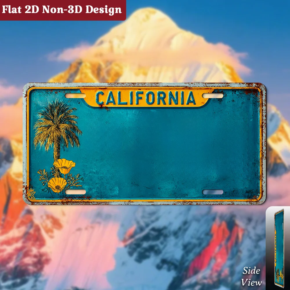 Customizable, Golden Coast  California Palm Tree Scene Decorative License Plate, Only for Decoration, Retro Coastal Accent for W view 6