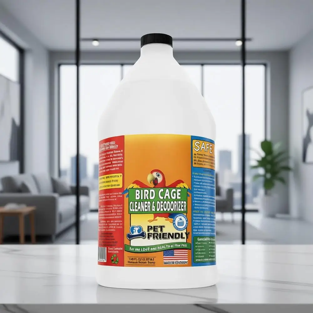 Desinfectante y Desodorante para Jaulas de Pájaros - Aplicación Rápida con Spray/Toallitas - Elimina la Suciedad de las Aves de Forma Segura - 128 oz (1 Galón), Hecho en EE. UU., Fragancia
